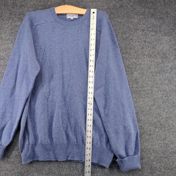 James Meade Limited Men's Pullover Knit Sweater Blue Medium Crew Neck Wool - Picture 10 of 12